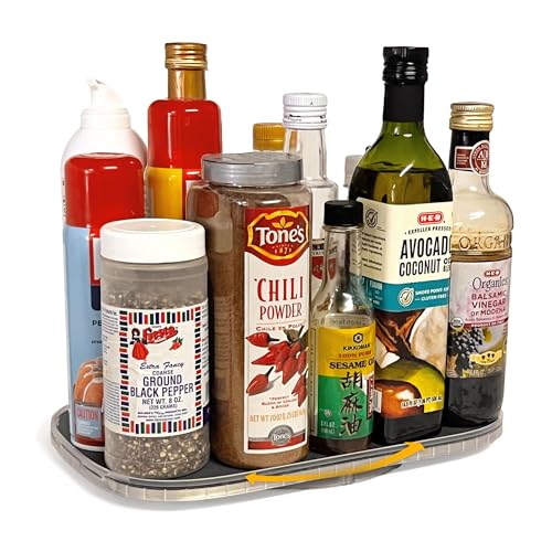 Mighty Susan Organizer for Cabinet Steel-Reinforced 1-Tier Rotating Kitchen Organizer – Rectangular Turntable for Kitchen Cabinets – Holds Up to 30 lbs with Non-Slip Mat for Refrigerator Storage - size: Mighty Susan Sidekick 1-Tiered
