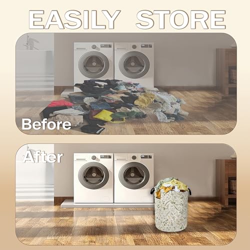 Green Herb Leaves Laundry Hamper,Rustic Wildflower Collapsible Laundry Baskets,Waterproof Oxford Cloth Laundry Room Organization for Bedroom,Bathroom,Nursery,16x20 Inch - color: Green Herb Leaves