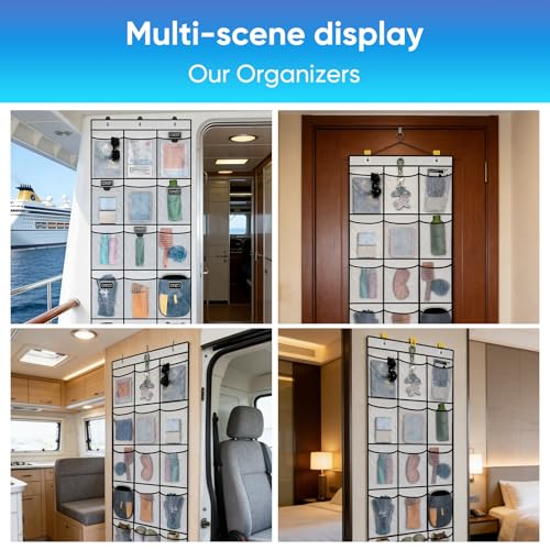 Magnetic Cruise Door Organizer,15 Large Durable Pockets，Upgrade Over The Door Organizer For Cruise Ships,Cruise Essentials 2026，Shoe Rack For Door,3 Strong Anti-Scratch Magnets, 9 Hooks