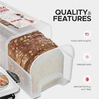 Tafura Bread Storage Container - 2 Pack BPA Free Plastic Bread Box with Ingeniously Tray - Airtight Container/Holder for Homemade Loaves and Baked Goods - color: Black - 2 Pack
