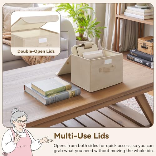 GRANNY SAYS Small Storage Bins with Lids, Small Storage Boxes, Shelf Baskets for Shelf, Collapsible Storage Bins for Living Room, Bedroom, 10x8x7 Inch, Khaki, 2-Pack - color: Khaki, size: Small-2 Pack