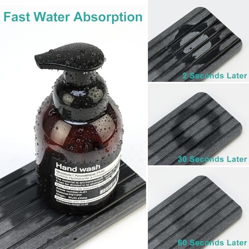 Diatomite Stone Sink Tray Drying Mat for Kitchen Sink Bathroom Counter Trays Diatomaceous Earth Dish Water Absorbing Stone Quick Dry Soap Tray Dispenser Holder Black Bathroom Decor Accessories - color: Dark Grey Diatomite