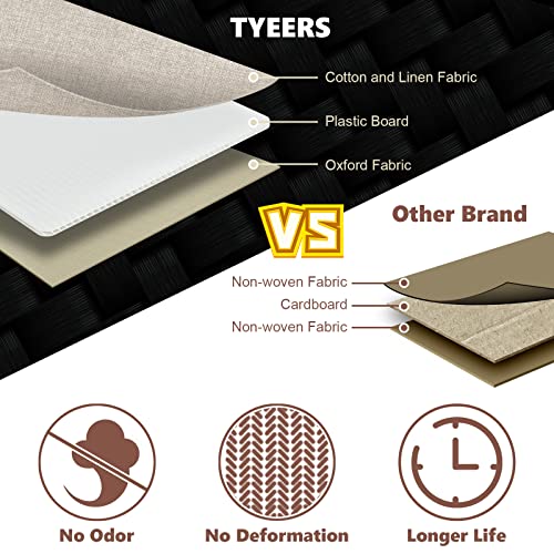 TYEERS Extra Large Collapsible Storage Bins with Lids and Compartments, Washable, Fabric Storage Boxes, 21.7x13x11.8 inches, 3 Pack, Beige - color: Beige, size: 3-Pack 21.7x13x11.8 in