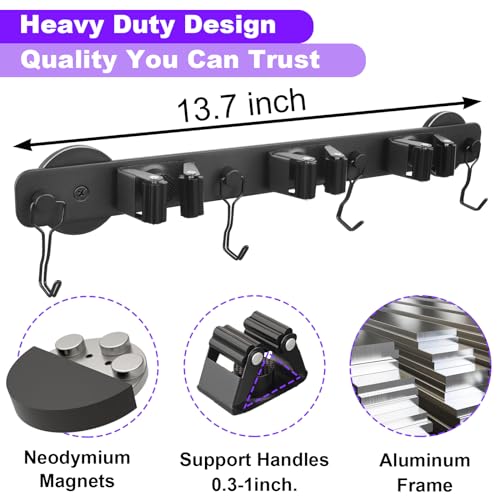 Magnetic Mop Broom Holder, Heavy Duty Magnetic Mop Hanger with Swivel Hooks for Cleaning Tools, Strong Magnet Mount Tool Hanger Organize System Utility Rack for Refrigerators Laundry Garage Kitchen - size: D66 Magnetic Broom Holder