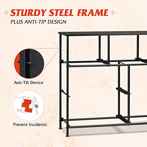 WLIVE 7 Drawer Dresser TV Stand, Entertainment Center, Media Console Table with Metal Frame and Wood Top for TV up to 45 inch, Chest of Drawers for Bedroom, Charcoal Black Wood Grain Print - color: Charcoal Black Wood Grain Print