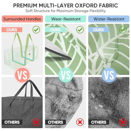BALEINE Extra Large Storage Tote with Zippers & Carrying Handles, Heavy-Duty Oxford Fabric Moving Bags for Laundry, Space Saving, Storage, Antique Foliage - color: Antique Foliage, size: 1-Pack