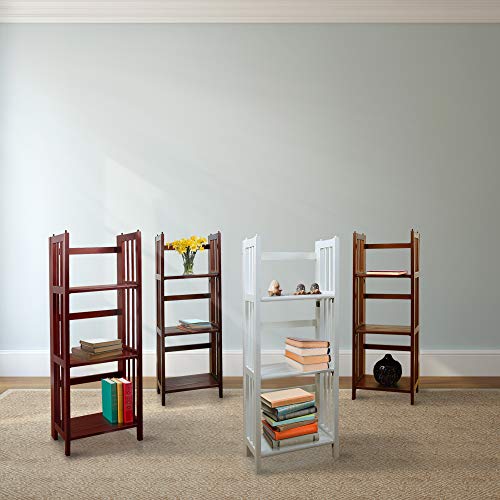 Casual Home Narrow 3-Shelf Folding Bookcase, 14" Wide, Walnut - color: Walnut