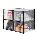 OnDisplay Clik Stackable Interlocking Shoe Box System (Large Clear/Black, Set of 4) - color: Large Clear/Black, size: Set of 4