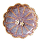 Lotus Ring Holder Dish Small Indoor Ash Tray, Ceramic Dessert Plate Trinket Jewelry Holder Organizing Necklace Earrings for Parents Friends Sister, Deep Purple. All Jewelries Are NOT Included. - color: Purple-Round