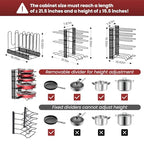 Podxco Pot and Pan Organizer for Under Cabinet, 8 Tiers Adjustable Pan Organizers Inside Cabinet with 3 DIY Methods, Upgrade of Pan Organizer Balance Ability, Kitchen Pan Rack Organizer for Cabinet