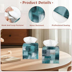 2 Pcs Abstract Grunge Blue Tissue Box Cover Leather Tissue Box Holder Square Facial Paper Organizer Dispenser for Bedroom Dresser Night Stand Office Desk - color: Abstract Grunge Blue