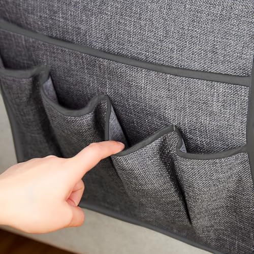 FLYILY Sofa Armrest Organizer Non-Slip Arm Chair Hanging Caddy Remote Control Holder for Magazine,Tablet, Phone, Books, Glasses(LightGrey,13in) - color: LightGrey, size: 35"x13"