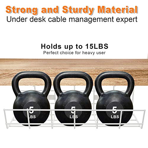 Under Desk Cable Tray - 2 Pack Cable Raceway for Wire Management. Metal Wire Organizer for Office, Studio and Home. Super Sturdy Cord Organizer for Desk - White Cable Management Under Desks - color: White*2Pack