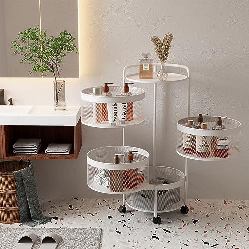 Garden 4 you Rotating Kitchen Storage Shelf Rack, 360° Rotating Fruit and Vegetable Storage Baskets,Multi-Layer Storage Shelf for Kitchen,Living,Room and Bathroom (White,4-Tier)