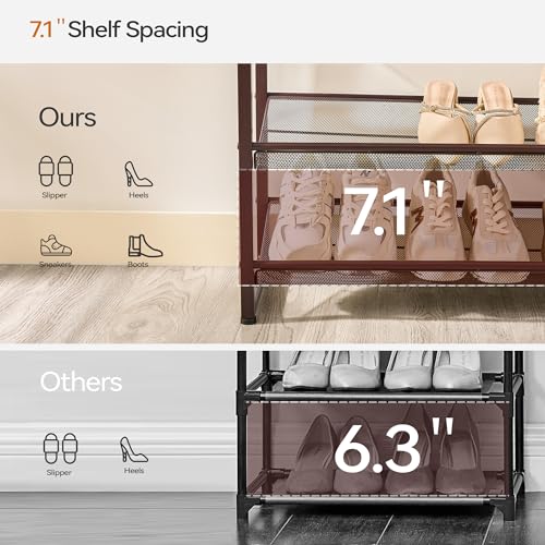 Nunsino Shoe Rack, Long Shoe Organizer,Max Holds 50 Pairs,8 Tier Metal Shoe Storage Shelf,4-Tier Stackable Shoes Organizer for Garage, Entryway,Bronze - color: Bronze, size: 8 Tier