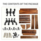 27" Wooden Wall Mounted Coat Rack with Shelf- 4-in-1 Entryway Organizer with 11 Hooks (7 Coat Hooks + 4 Key Hooks), Mail Holder & Display Shelf for Living Room, Bedroom (NOT Come Assembled)