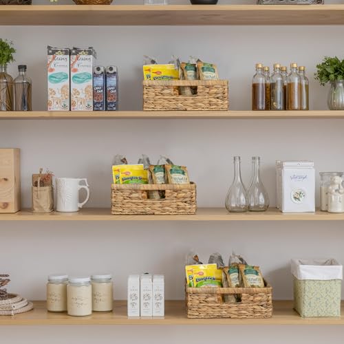 StorageWorks Pantry Baskets, Wicker Storage Baskets for Organizing, Shelves, Pantry Organizers and Storage, Water Hyacinth, 13"L x 10¼"W x 4 ¾"H - color: Natural (Water Hyacinth), size: 13"L x 10¼"W x 4 ¾"H