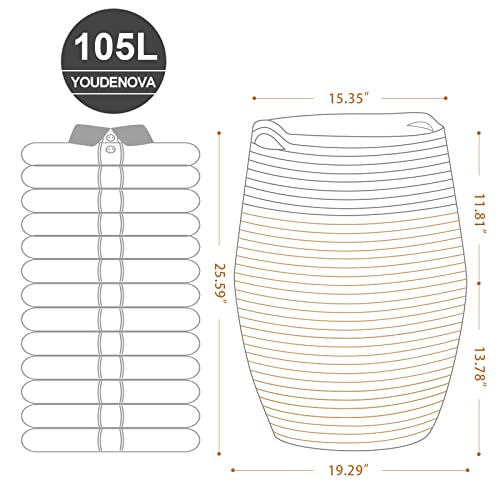 Cotton Rope Laundry Hamper by YOUDENOVA, 105L - Woven Collapsible Laundry Basket - Clothes Storage Basket for Blankets, Laundry Room Organizing, Bedroom Storage, Clothes Hamper – Dark Brown - color: Jute Brown