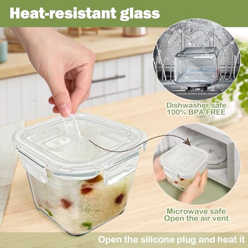 Soup Containers with Lids Glass 32 oz, 4 Cup Borosilicate Glass Food Storage Containers, Microwave & Freezer Safe Jars, Small Square Meal Prep Bowl for Salad, Fruit, Lunch, Ice Cream, Travel, 4 Pack - color: Transparent4