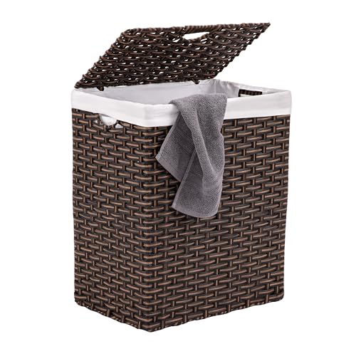 Seville Classics Premium Handwoven Portable Laundry Bin Basket with Carrying Handles, Household Storage for Clothes, Linens, Sheets, Mocha Brown, Rectangular Hamper - color: Mocha Brown, size: Rectangular Hamper (1-Pack)