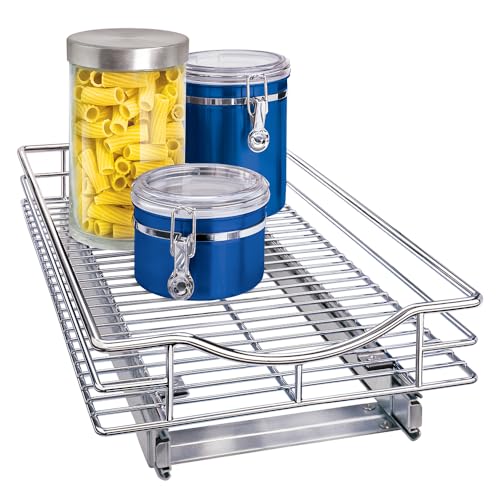 LYNK PROFESSIONAL® Pull Out Cabinet Organizer, 11" x 21" Slide Out Cabinet Organizer Pull Out Drawer – Pull Out Shelves for Kitchen Cabinets – Under Sink Organizers - Lifetime Ltd. Warranty, Chrome - color: Chrome, size: 11" W x 21" D