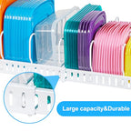 X-cosrack Expandable Food Container Lid Organizer,Large Capacity Adjustable 10 Dividers Detachable Lid Organizer Rack for Cabinets, Cupboards, Pantry Shelves, Drawers to Keep Kitchen Tidy,White - color: White