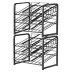 6-Tier Stackable Soda Can Rack Organizer for Pantry, Adjustable Can Dispenser Holds Up to 60 Cans, with 12 Hooks, Can Storage Holder for Various Ounces of Canned Food Soda Drinks, Black, 2 Pack