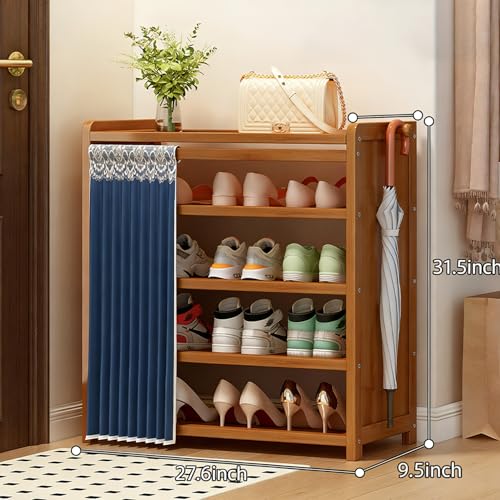 5 Tier Shoe Rack Bamboo Shoe Shelf Storage Organizer Shoe Stand for Closet, Entryway, Hallway, Bathroom and Living Room, Natural - size: 5 TIER
