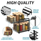 BOIVSHI 2-Tier Spice Rack, Pull Out Spice Racks Organizer for Cabinet, Height Adjustable Heavy Duty Metal Basket for Inside Cabinets & Pantry Closet (7.5''Wx10.5''Dx9.5''H) - size: 2 Tier,7.5''Wx10.5''Dx9.5''H