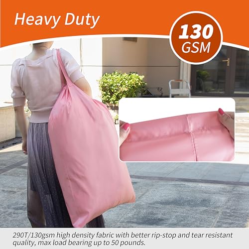Polecasa Extra Heavy-Duty Laundry Bag 28x36”- Machine Washable Large Storage Bag with Reinforced Handles & Drawstring Closure & ID Tag for College Dorm Travel - Pink - color: Pink, size: 28" x 36" | 1 Pack