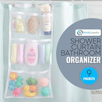 Handy Laundry Shower Curtain Bathroom Organizer -9 Pockets- Perfect for Organizing Home Bath, Your Toiletries and kid's Toys in Nine Durable Deep Mesh Pockets. Hang on Existing Shower Curtain Rings. - color: Hanging White