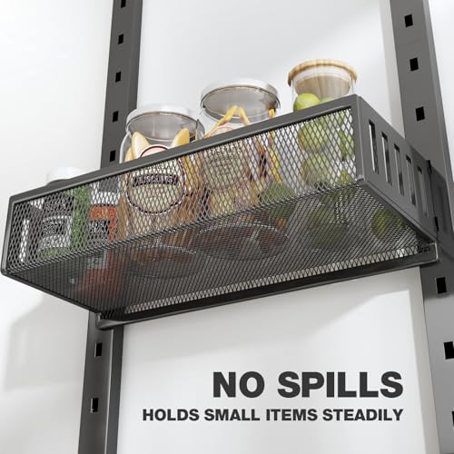 Pantry Door Organizers and Storage, 6-Tier Large Metal Heavy-Duty Frame Over the Door Spice Rack, 2 in 1 Wall-Mounted or Hanging shelf for Kitchen, Bathroom, Laundry Room, Bedroom, Closet &Nursery - color: Black, size: 17.2"W-6 tier