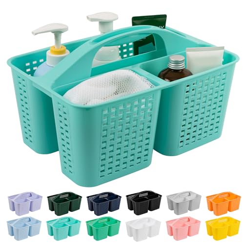 Tiawudi Portable Shower Caddy, Caddy Organizer with Handle, Plastic Shower Basket Hold Soap, Shampoo, Hair Supplies and Beauty Products, Cleaning Supplies Organizer for Home, Dorm, Shelf and Cabinet - color: Mint