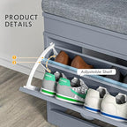 HOMCOM Modern Shoe Rack Bench for Entryway, Storage Organizer with Cushion, 2 Drawers, Adjustable Shelf, Holds 8 Pairs, Gray - color: Grey