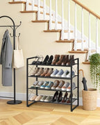 CHOEZON Shoe Rack, 4-Tier Shoe Rack for Closet, Metal Shoe Storage Organizer, Shoe Rack for Entryway, Shoe Shelf with Adjustable Feets, for Entryway, Hallway, Living Room, Bedroom, Black TXJ14BB - size: 30"L x 10.4"W x 30.3"H