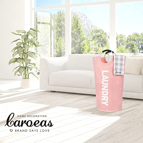 Caroeas 90L Laundry Basket (13 Colors), Waterproof Laundry Hamper, Laundry Bag with Padded Handles, Clothes Hamper Stands Up Well, Collapsible Laundry Basket Easy Storage - color: Pink, size: 90L