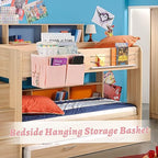 Bedside Caddy Hanging Storage with Water Bottle Holder for Bunk Bed Hospital Bed Dorm Rooms (Pink) - color: Pink
