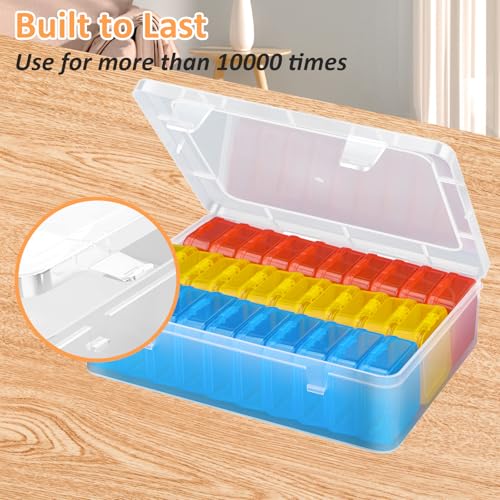 Mathtoxyz Bead Organizer Box(Red,Yellow,Blue), 93Pcs Small Bead Organizers and Storage Plastic Cases Mini Clear Containers Boxes with Hinged Lid and Rectangle for Bracelet Making DIY Jewelry Craft - size: BlueRedYellow - 3P