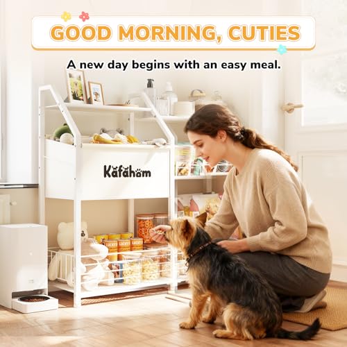 KAFAHOM Dog Toy Basket, Large Dog Toy Bin with Can Dispenser, Pet Toy box with Storage Shelf, Dog Stuff with Collar Leash Holder Rod, Ultimate Pet Furniture & Essentials, Dog Lover Gifts - style: Large Elastic Basket
