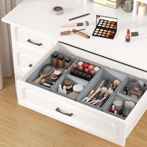 DIMJ Drawer Organizer Clothes Storage - 24 Pack Baby Dresser Organizer for Nursery, Foldable Closet Drawer Organizer Bins for Bedroom Organization, Fabric Storage Dividers for Socks, Underwears, Bras - color: Gray, size: 24 Pack