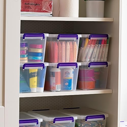 IRIS USA 5 Qt. Plastic Craft Storage Container Bins with Lids, 6 Pack, Small Art & Office Supply Organizer Tote, Sensory Bins & Boxes for Home & University, Stackable, Carry Handle, Clear - color: Clear, size: 5 Qt. - 6 Pack, style: STACK & CARRY