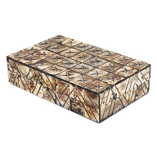 Handicrafts Home Decorative Keepsake Box 8x5 – Small Organizer Box with Lid, Boho Decorative Storage, Retro Memory Box, Unique Coffee Table Décor, Jewelry or Trinket Box, Modern Shelf Decorative Box - color: KEPT-PARADOX, size: 8x5x2 Inches