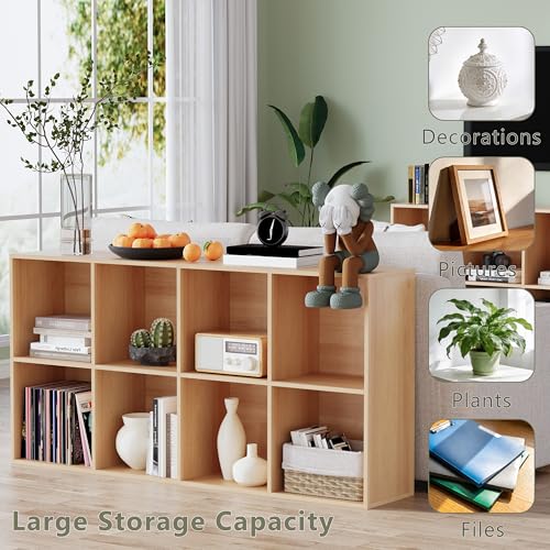 VDNEND Wooden Storage Organizer with Closed Back Panel, 11in Cube Shelf Opening, Bookshelf, Display Shelf,Closet Cabinet for Home and Office (Natural Oak, 8-Cube 47.8L*9.45W*24.09H) - color: Natural Oak, size: 8-Cube 47.8L*9.45W*24.09H