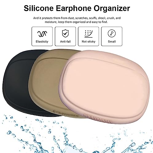 Silicone Headphone Organizer - Data Cable Storage Case - Mini Key Box - Portable Wired Headset Storage Bag (Black - Brown - Nude-3PCS) - color: Black-Brown-Nude