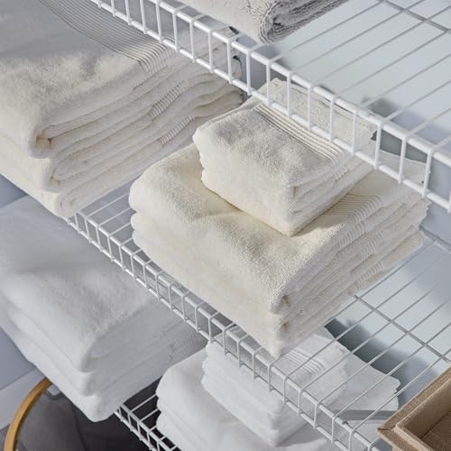 Rubbermaid Full Closet Organization Shelf System, Direct Wall Mount, Adjustable from 3-5 Ft., Mounting Hardware Kit Included, White, Wire Shelving Organizer System for Home/Laundry/Mudroom/Pantry - size: 3'-5' Lengths, style: Full Closet Kit