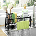 HapiRm Sponge Holder for Kitchen Sink - Self-draining Sink Caddy with Brush and Dishcloth Holders with Sloping Drainage - Black - color: Black-sloping, size: with Dishcloth Holder
