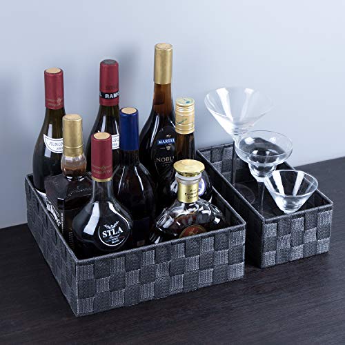 Posprica Woven Storage Baskets for Organizing, Small Baskets Cube Bin Container Tote Organizer Divider for Drawer, Closet, Shelf, Dresser, Set of 4(Dark Grey) - color: Grey