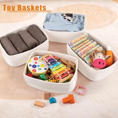 OIAHOMY 4 Pack Storage Baskets for Organizing, Small Bins for Shelves, Cute Decorative Storage Bins, Organizer Baskets for Gifts Empty, 13.8''Lx9.8''Wx5.5''H, White - color: White, size: 13.8"*9.8"*5.5"