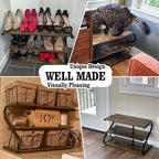 3-Tier Shoe Rack, Wooden Shoe Storage with S Shape Heavy Duty Metal Free Standing, Shoe Organizer Shelf for Entryway, Living Room, Closet, Bedroom (Rustic) - size: 11.81 x 25.78 x 15.86 Inches