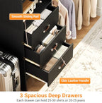 Homieasy 96 Inches Closet Organizer System, 8FT Customizable Walk In Closet Organizer with Hanging Rods, 3 Drawers Garment Rack with Leather Handle , 96" L x 16" W x 75" H, Max Load 1000 LBS, Black - color: Black